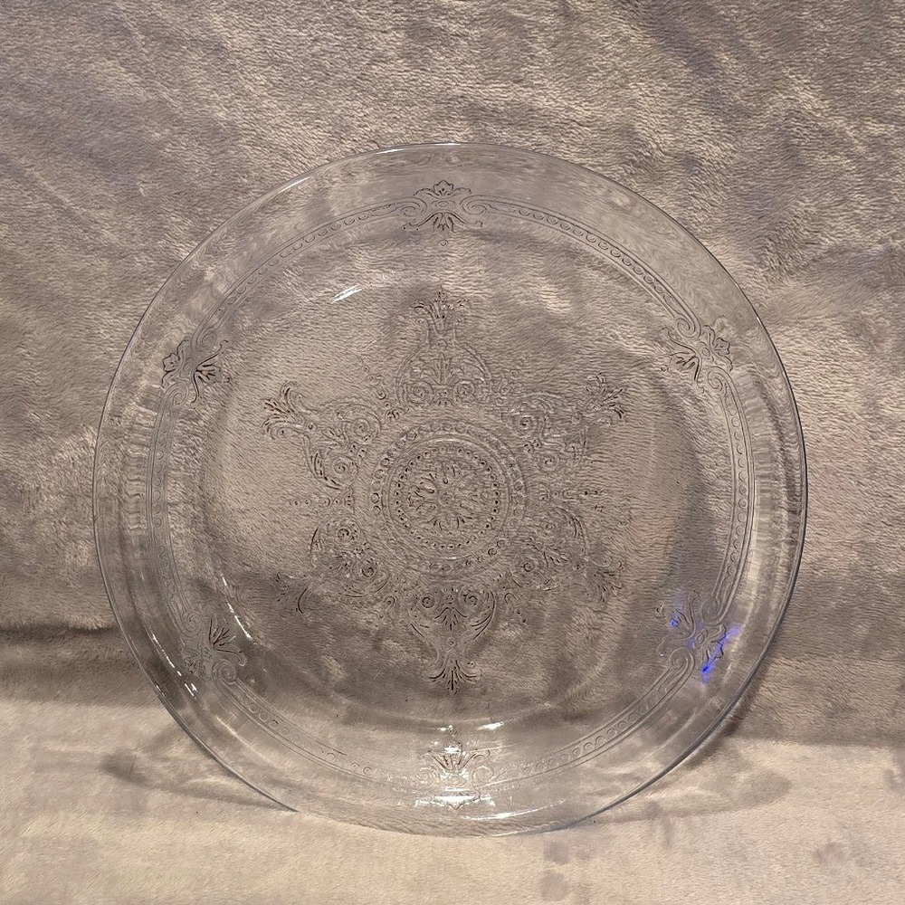 Vintage Fire-King Philbe Sapphire Blue Glass Pie Dish Round Embossed Baker 8.75"